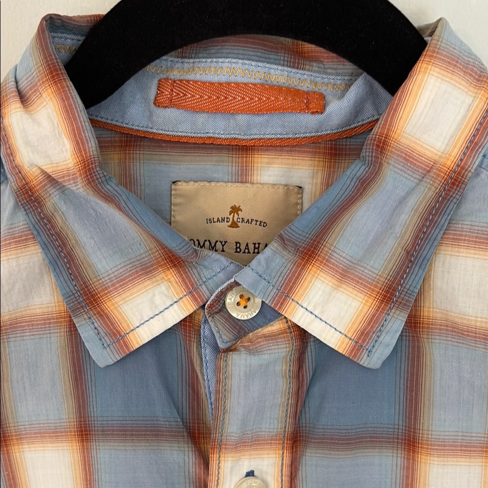 Tommy Bahama Blue and Orange Button Down Shirt